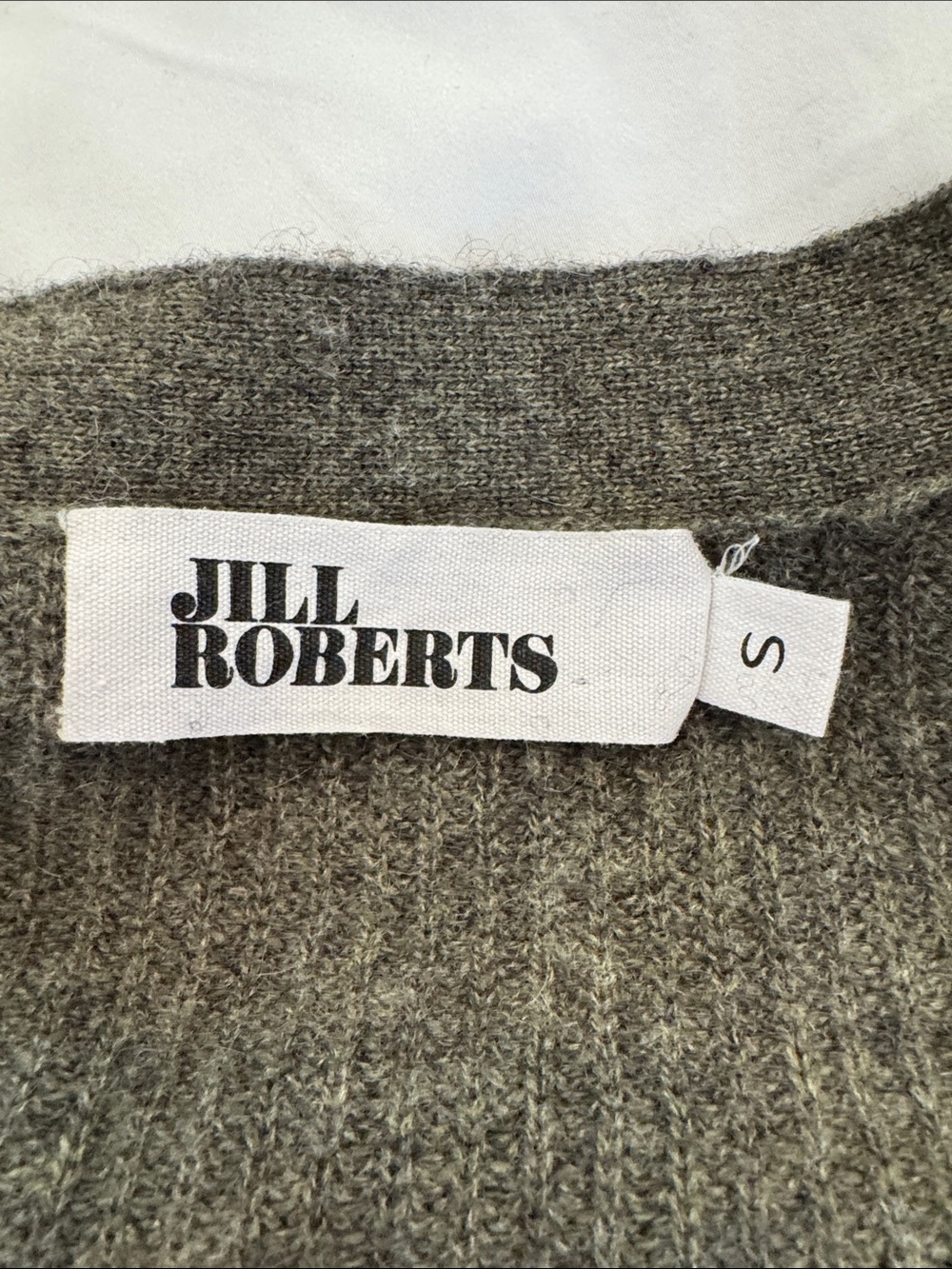 Gray Ribbed V-Neck Button Cardigan - Picture 3 of 4